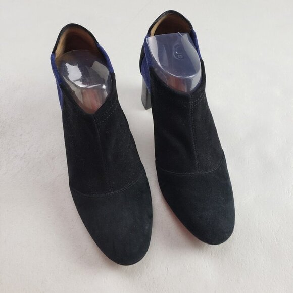 Aquatalia Vale Stretch Ankle Boot Womens 7.5 Black Suede Heeled Pull On Italy - Picture 3 of 15